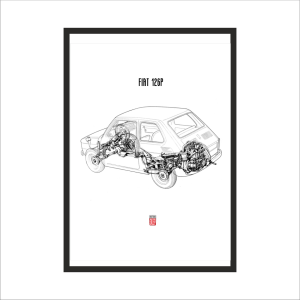 Obraz na ścianę  Fiat 126p Szkic white