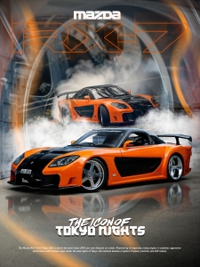 Plakat A3 MAZDA RX-7 Fast & Furios Han Japan