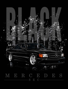 Plakat A3 MERCEDES SEC BLACK W126 C126