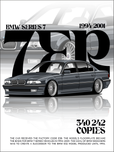 Plakat A3 BMW Seven 7ER E38